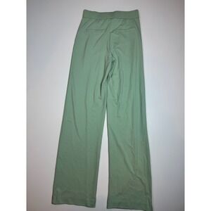Yest Sage Green Wide Leg Work Trousers Elastic Waist Side Pockets Size 12 L32